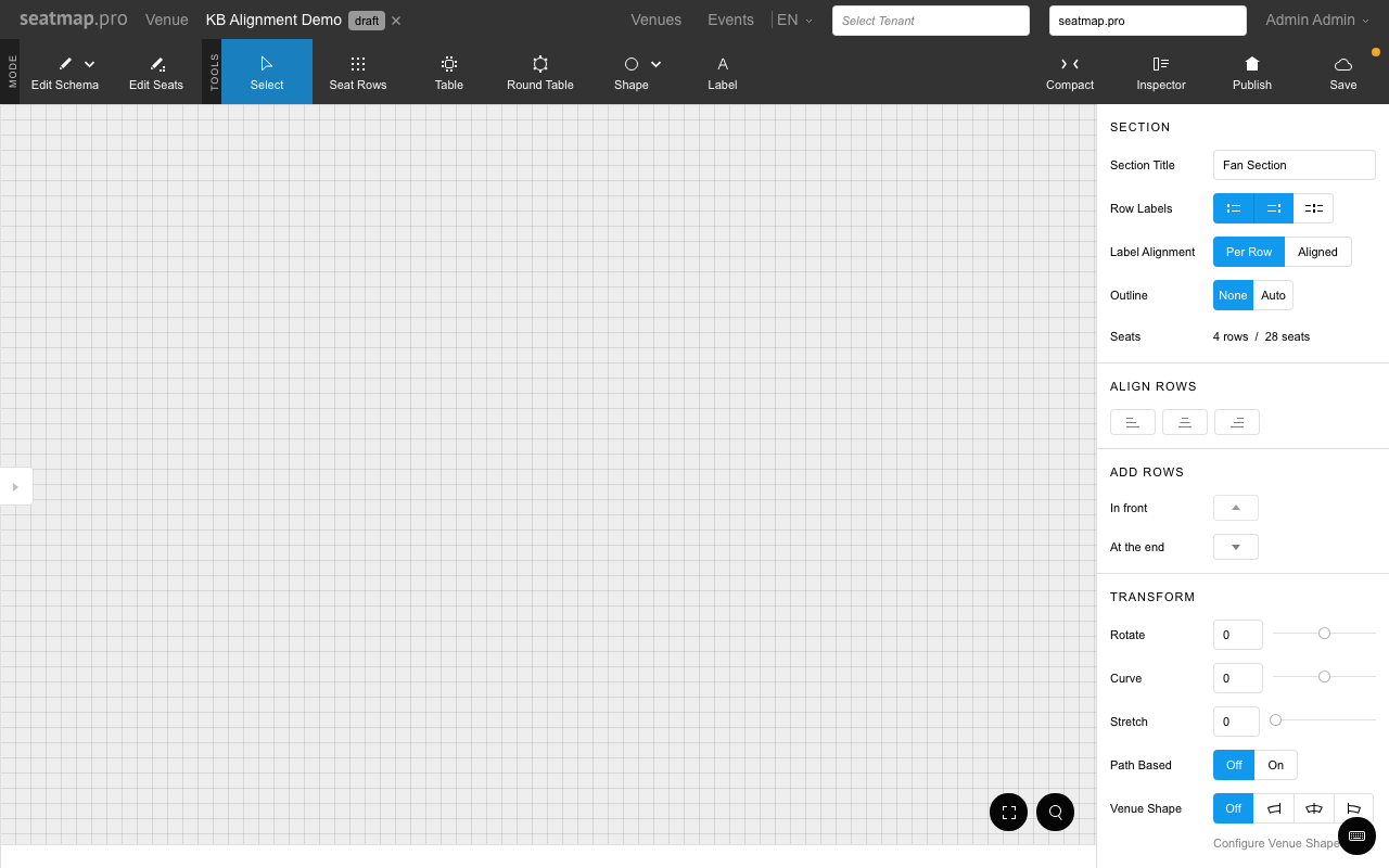 Section with Per Row labels – labels follow individual row edges